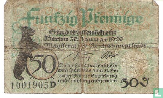 Duitsland Berlin, Stadt 50 Pfennige 30.01.1920 - Afbeelding 1