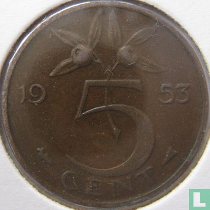 Nederland 5 cent 1953 - Afbeelding 1
