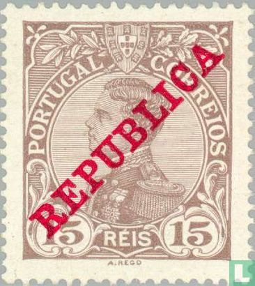 Koning Manuel II - opdruk REPUBLICA