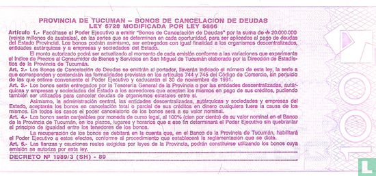 Argentine 100 Australes 1991 (Tucuman) - Image 2