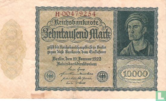 Allemagne 10 000 Mark 1922 (P.72 - Ros.69b) - Image 1