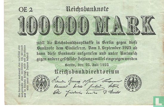 Deutschland 100.000 Mark (S.91a - Ros.90a) - Bild 1