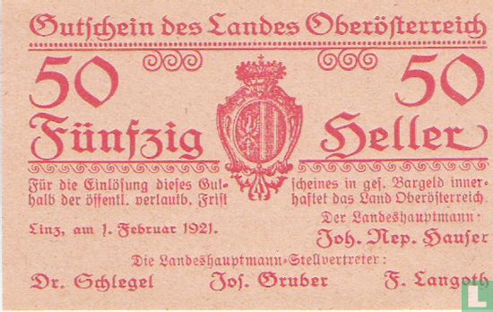 Oberösterreich 50 Heller 1921 - Image 1