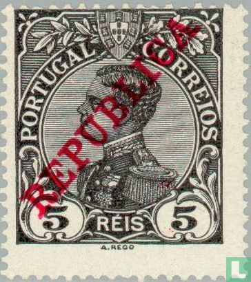King Manuel II - overprint REPUBLICA