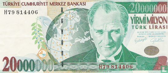 Türkei 20 Millionen Lira 2001 (L1970) - Bild 1