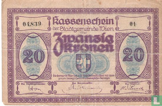Wien 20 Kronen 1918 - Afbeelding 1