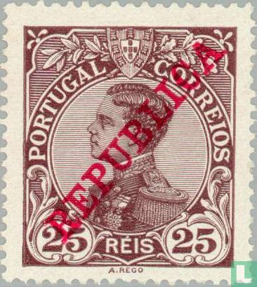 King Manuel II - overprint REPUBLICA
