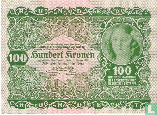 Oostenrijk 100 Kronen 1922 - Afbeelding 1