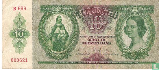 Hongrie 10 Pengö 1936 - Image 1