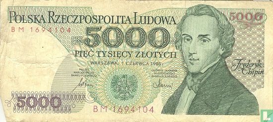 Pologne 5.000 Zlotych 1986 - Image 1