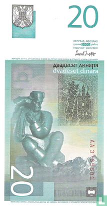 Jugoslawien 20 Dinara 2000 - Bild 2