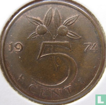 Netherlands 5 cent 1974 - Image 1