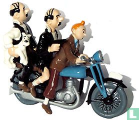 Dupondt Tintin et sur la moto