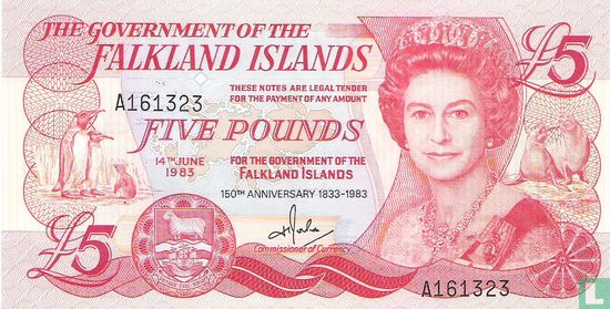Falklandeilanden 5 Pounds  - Afbeelding 1