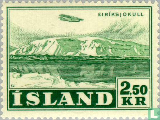 Vliegtuig boven Eiriksjökull