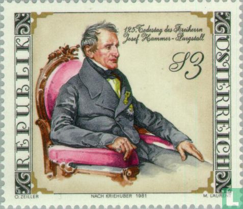 Joseph Freiherr von Hammer-Purgstall, 125. Todesjahr