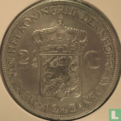 Pays-Bas 2½ gulden 1943 (servant les Indes néerlandaises) - Image 1