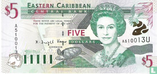 East. Caribbean 5 Dollars U (Anguilla) - Image 1