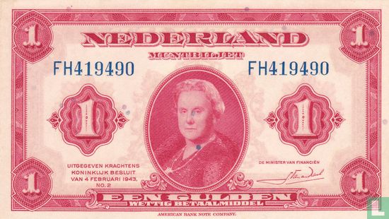 1 gulden Niederlande (2 Buchstaben, 6 Zahlen) - Bild 1