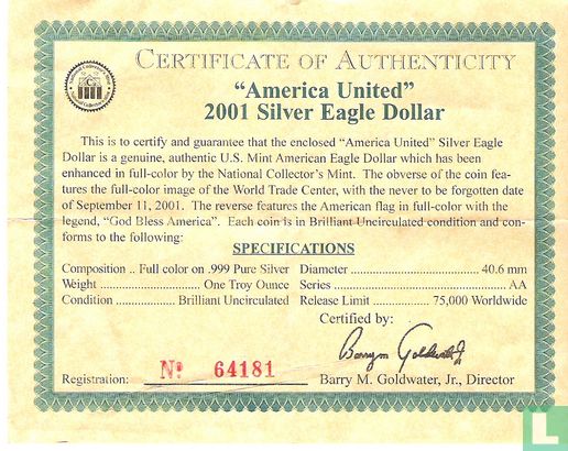 Verenigde Staten 1 dollar 2001 ingekleurd - Image 3