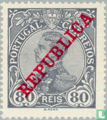 Koning Manuel II - opdruk REPUBLICA