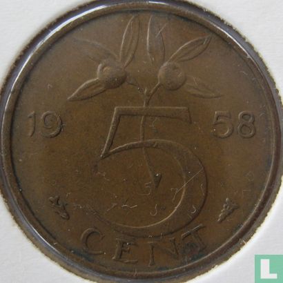 Nederland 5 cent 1958 - Afbeelding 1