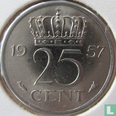 Nederland 25 cent 1957 - Afbeelding 1