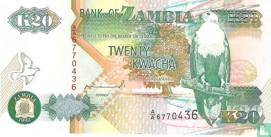 Zambia 20 Kwacha 1992 (P36a) - Afbeelding 1
