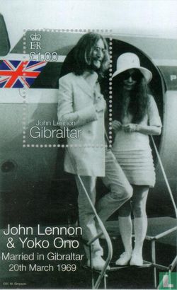 Marriage of John Lennon and Yoko Ono in 1969