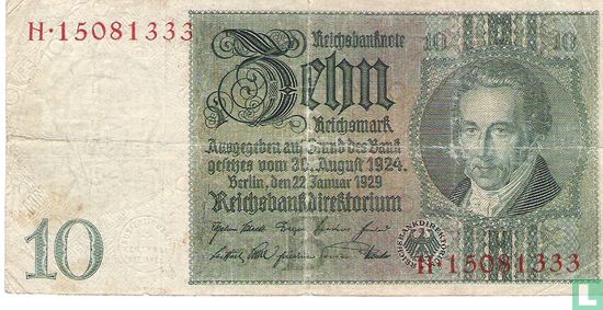Duitsland 10 Reichsmark (met letter) (P.180a - Ros.173b) - Afbeelding 1