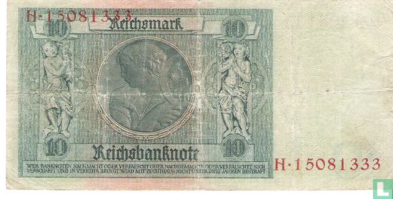 Duitsland 10 Reichsmark (met letter) (P.180a - Ros.173b) - Afbeelding 2