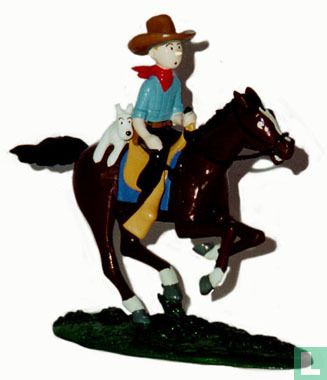 Tintin cow-boy et Milou à cheval 
