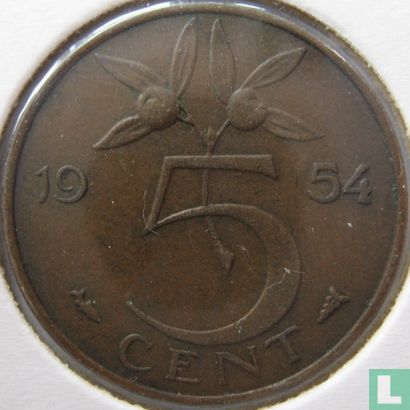 Netherlands 5 cent 1954 (type 2) - Image 1