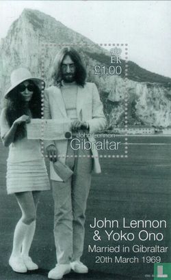 Marriage of John Lennon and Yoko Ono in 1969