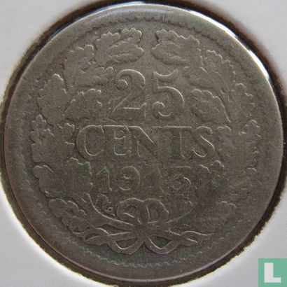 Nederland 25 cents 1913 - Afbeelding 1
