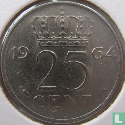 Netherlands 25 cent 1964 - Image 1