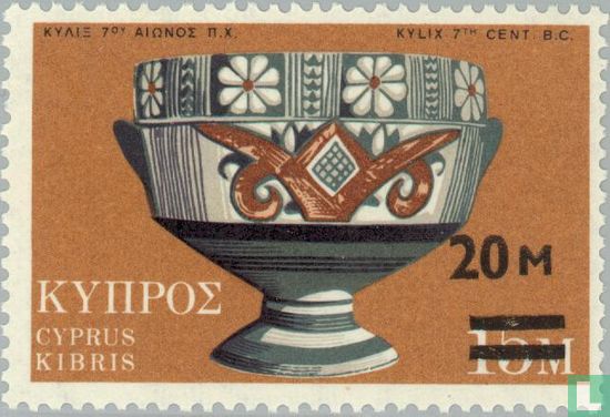 Antique cylix, with overprint