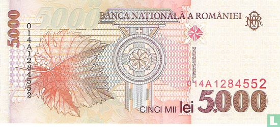 Roumanie 5.000 Lei 1998 - Image 2
