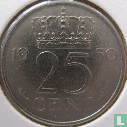 Nederland 25 cent 1950 - Afbeelding 1