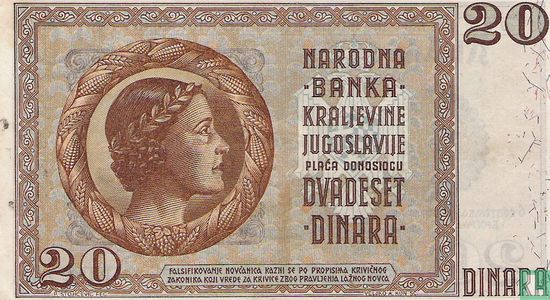 Yougoslavie 20 Dinara 1936 - Image 2