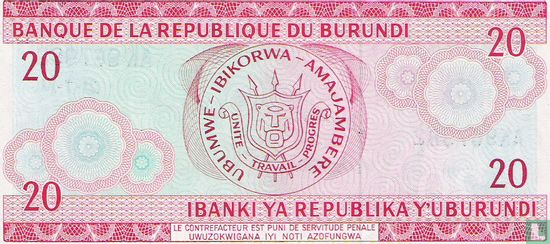 Burundi 20 Francs 1977 - Image 2
