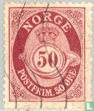Posthoorn "NORGE" in Antiqua 