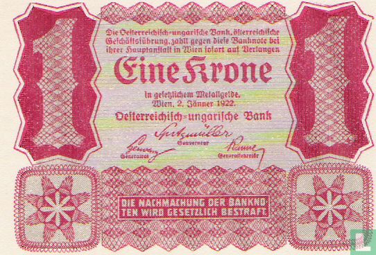 Autriche 1 Krone 1922 - Image 1