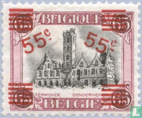 City Hall of Dendermonde, with overprint