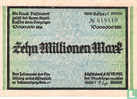 Dusseldorf 10 Million Mark en 1923 - Image 1