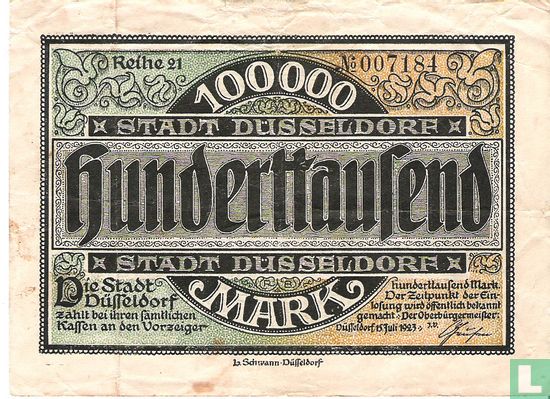 Düsseldorf 100.000 Mark 1923 - Afbeelding 1