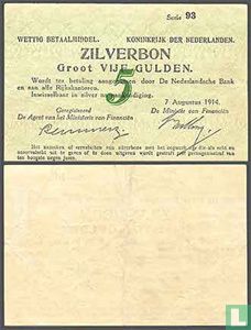 Netherlands 5 guilder 1914