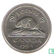 Canada 5 cents 1964 (sans ligne d'eau supplémentaire) - Image 1