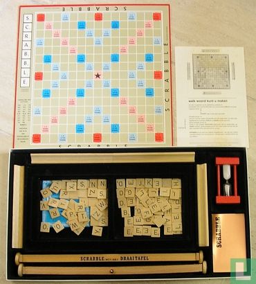 Scrabble De Luxe - met draaitafel en zandloper - Afbeelding 2