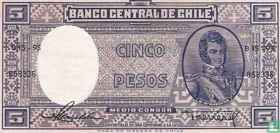Chili 5 Pesos = ½ Condor ND (1958-59) - Afbeelding 1
